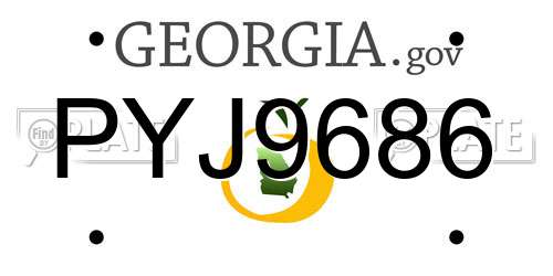 PYJ9686 Georgia License Plate