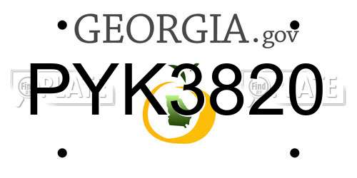 PYK3820 Georgia License Plate