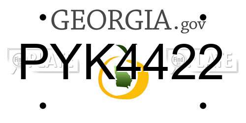 PYK4422 Georgia License Plate