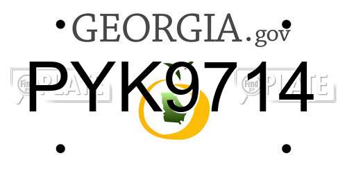PYK9714 Georgia License Plate