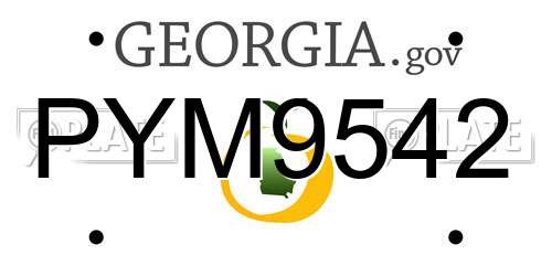 PYM9542 Georgia License Plate