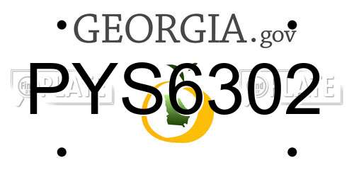 PYS6302 Georgia License Plate