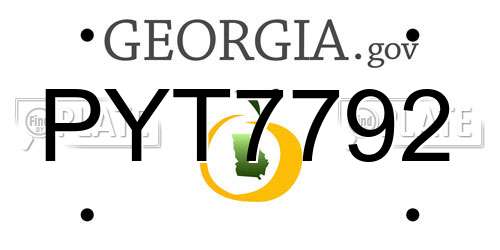 PYT7792 Georgia License Plate