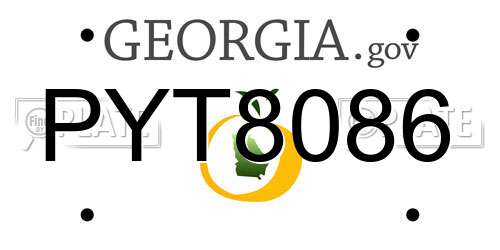 PYT8086 Georgia License Plate