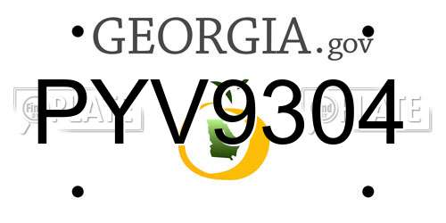 PYV9304 Georgia License Plate