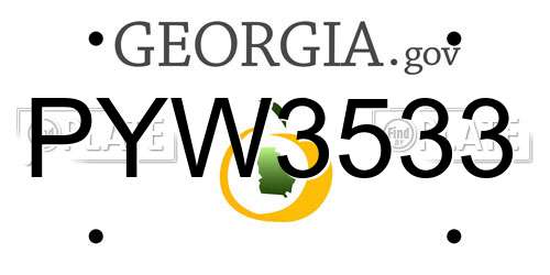 PYW3533 Georgia License Plate