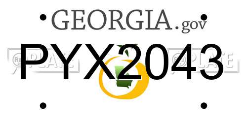 PYX2043 Georgia License Plate