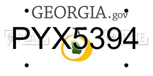 PYX5394 Georgia License Plate
