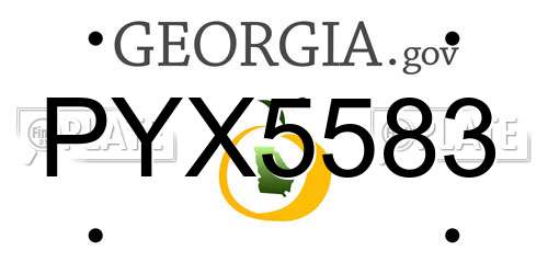 PYX5583 Georgia License Plate