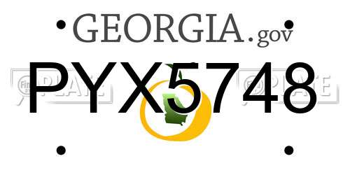 PYX5748 Georgia License Plate