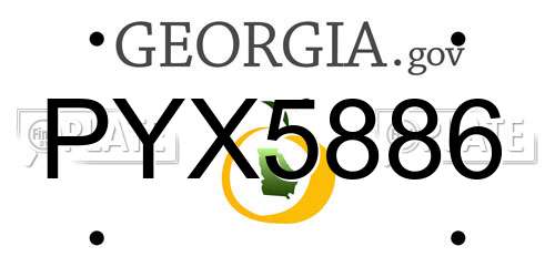 PYX5886 Georgia License Plate