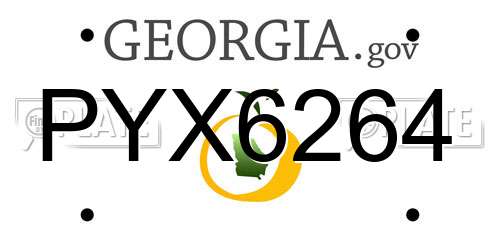 PYX6264 Georgia License Plate