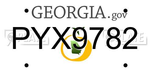 PYX9782 Georgia License Plate