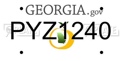PYZ1240 Georgia License Plate