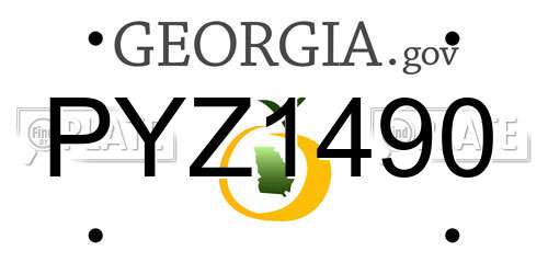 PYZ1490 Georgia License Plate