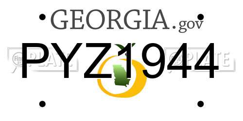 PYZ1944 Georgia License Plate