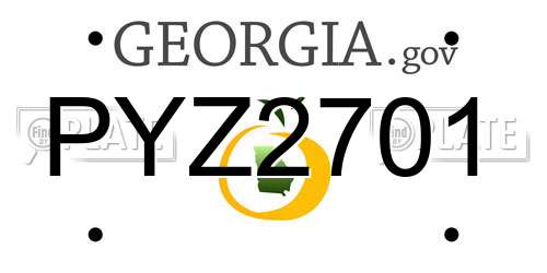 PYZ2701 Georgia License Plate