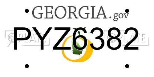 PYZ6382 Georgia License Plate