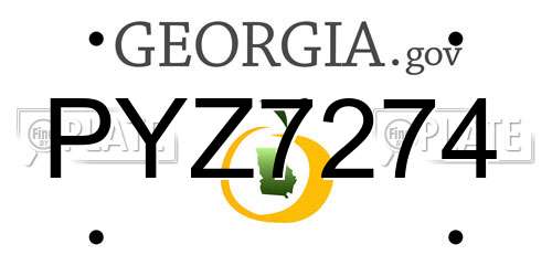 PYZ7274 Georgia License Plate
