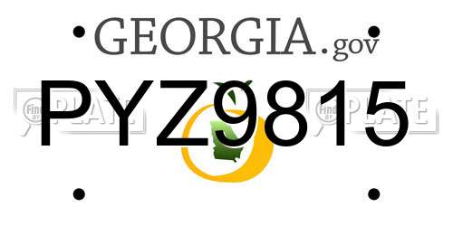 PYZ9815 Georgia License Plate