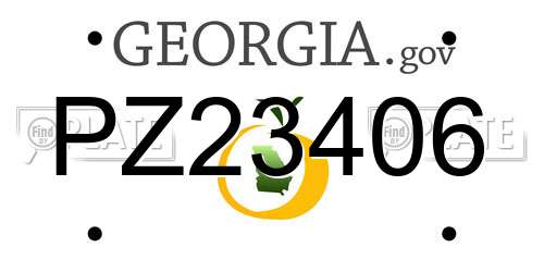 PZ23406 Georgia License Plate