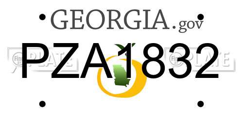PZA1832 Georgia License Plate