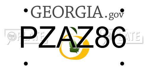 PZAZ86 Georgia License Plate