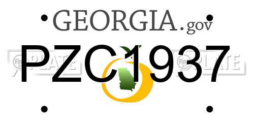 PZC1937 Georgia License Plate