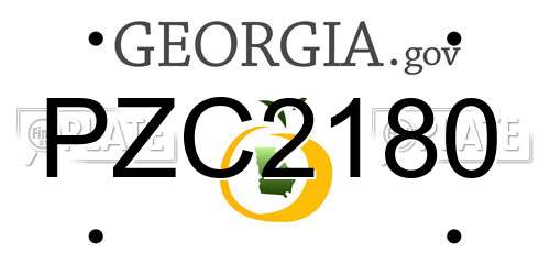 PZC2180 Georgia License Plate