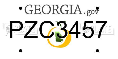 PZC3457 Georgia License Plate
