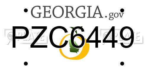 PZC6449 Georgia License Plate