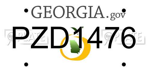 PZD1476 Georgia License Plate