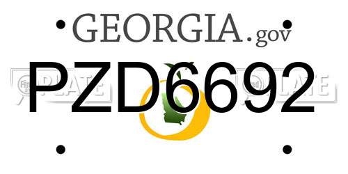 PZD6692 Georgia License Plate