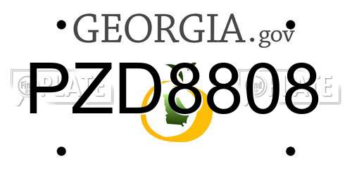 PZD8808 Georgia License Plate