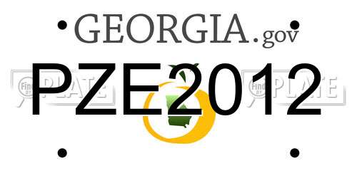 PZE2012 Georgia License Plate