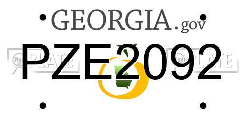 PZE2092 Georgia License Plate