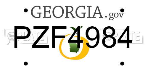 PZF4984 Georgia License Plate