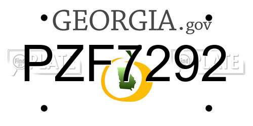 PZF7292 Georgia License Plate