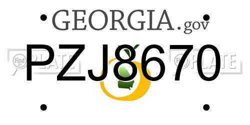 PZJ8670 Georgia License Plate