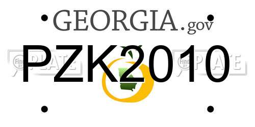 PZK2010 Georgia License Plate
