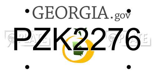 PZK2276 Georgia License Plate