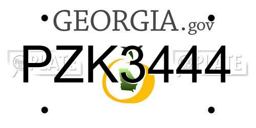 PZK3444 Georgia License Plate