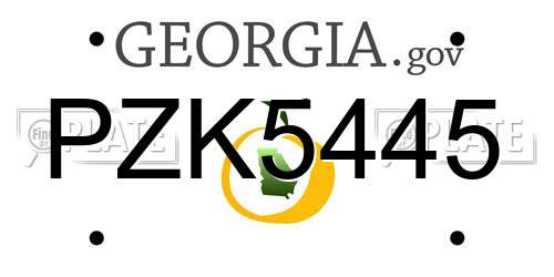 PZK5445 Georgia License Plate