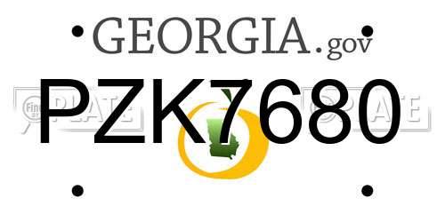 PZK7680 Georgia License Plate