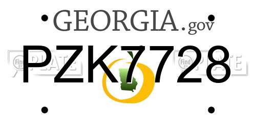 PZK7728 Georgia License Plate