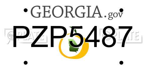 PZP5487 Georgia License Plate