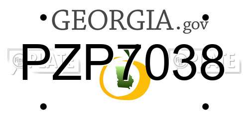 PZP7038 Georgia License Plate