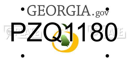 PZQ1180 Georgia License Plate
