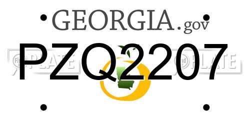 PZQ2207 Georgia License Plate