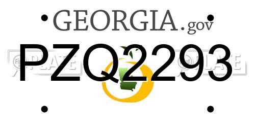 PZQ2293 Georgia License Plate